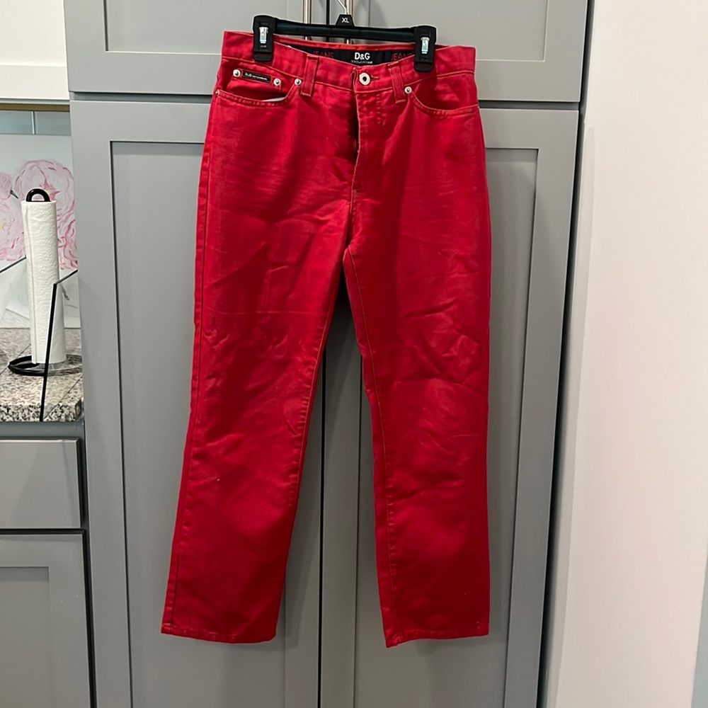 Dolce & Gabbana Red Straight Leg Jean